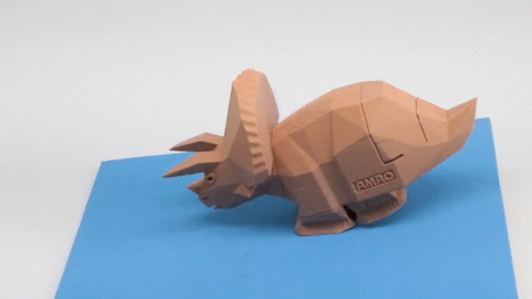 fonctionnement tricératops animal jouet faible poly art automates 3d print model - Mito3D