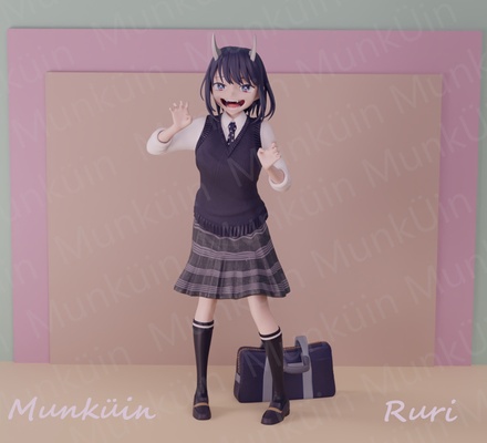 ruri dragão ventilador arte manga brinquedo menina escola chique 3d print model - Mito3D