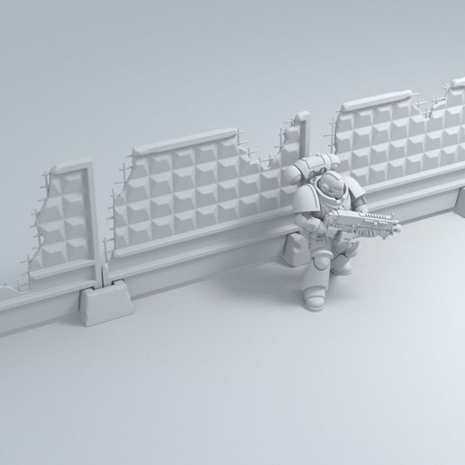 russo recinzione po 2 slab danneggiato raccordi architettura diorama parete calcestruzzo cemento protezione rafforzamento miniatura fortificato blocco barricato molestatore Russia urss difensore rinforzo wh40k 3D print model - Mito3D