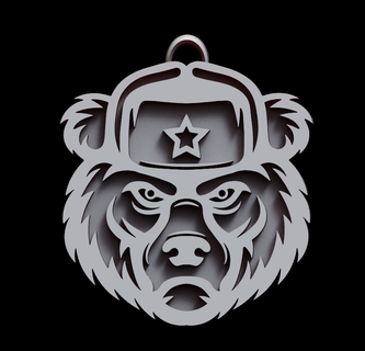 russian bear pendant star decoration head gift symbol logo wild animal white black precious legend symbolism 3d print model - Mito3D