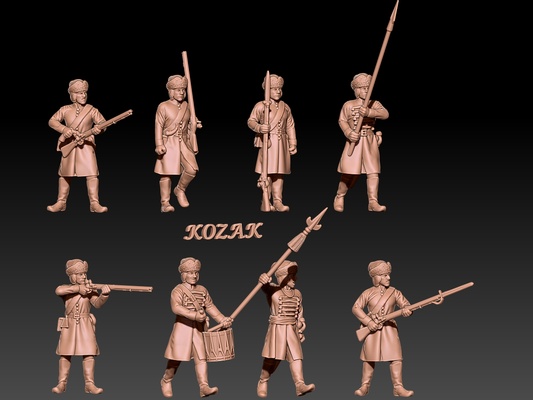 russian fusiliers in hungarian uniform 1696-1704 set 1 game infantry 3d print model - Mito3D