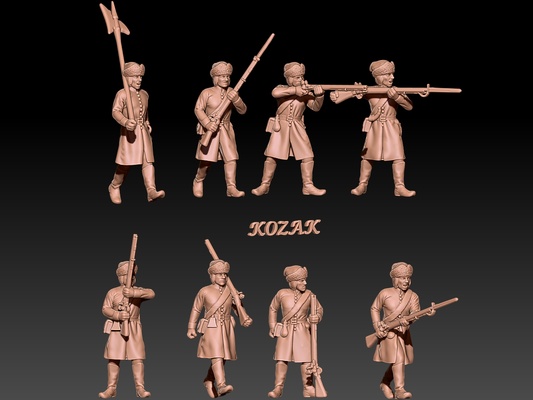 russian fusiliers in hungarian uniform 1696-1704 set 2 game infantry 3d print model - Mito3D