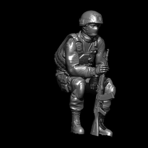 russian soldier sitting gun 3D print model - Mito3D