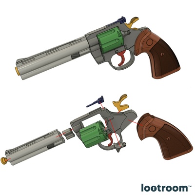ruggine pitone 3d stl file pistola revolver 3d print model - Mito3D