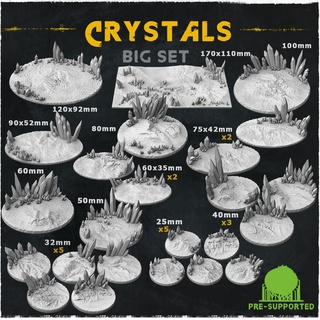 rystals big set - wargame bases & toppers 20 topper jewelry base cave 3d print model - Mito3D