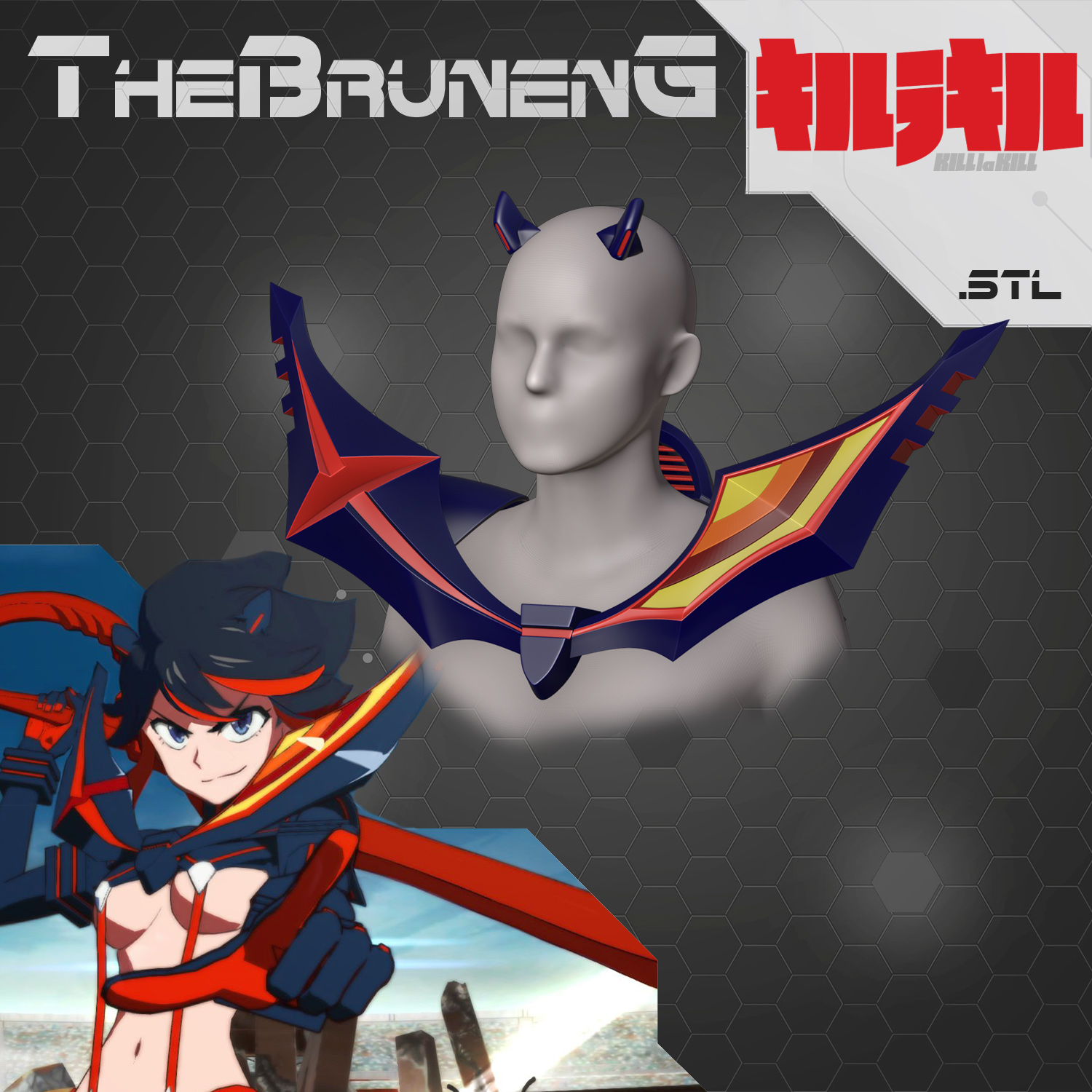 ryuko outfit kill la cosplay - 3d print files prop anime costume accessories 3D print model - Mito3D