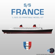 ss france 1960 ocean liner 1 600 printable model kit 3d print model - Mito3D
