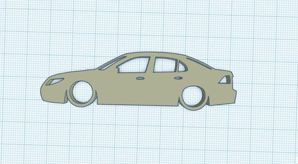 Saab 9 3 sedan germe siluet anahtarlık çeşitli araba 3d print model - Mito3D