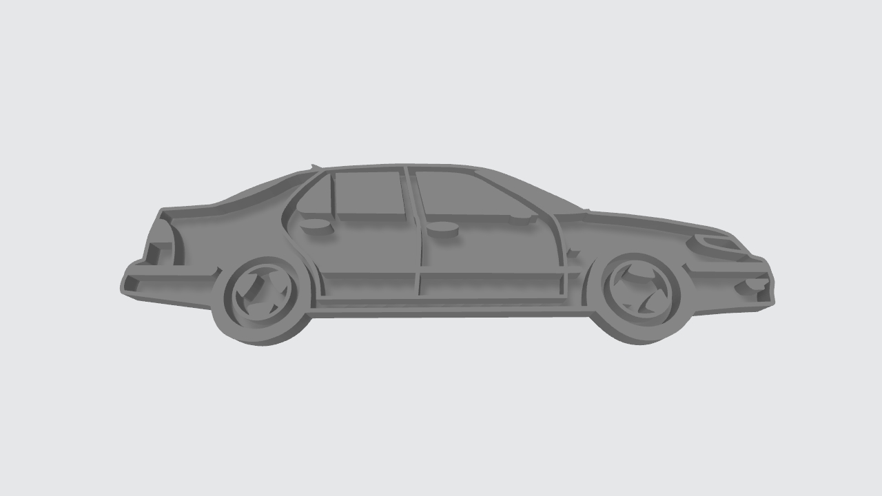 saab 9-5 og cookie cutter silhouette 3D print model - Mito3D