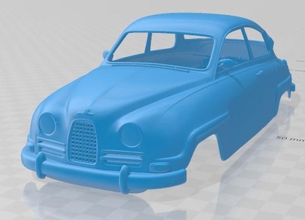 saab 96 1960 imprimable corps voiture fente scalextric tamiya rc miniz loisir micro 3d print model - Mito3D