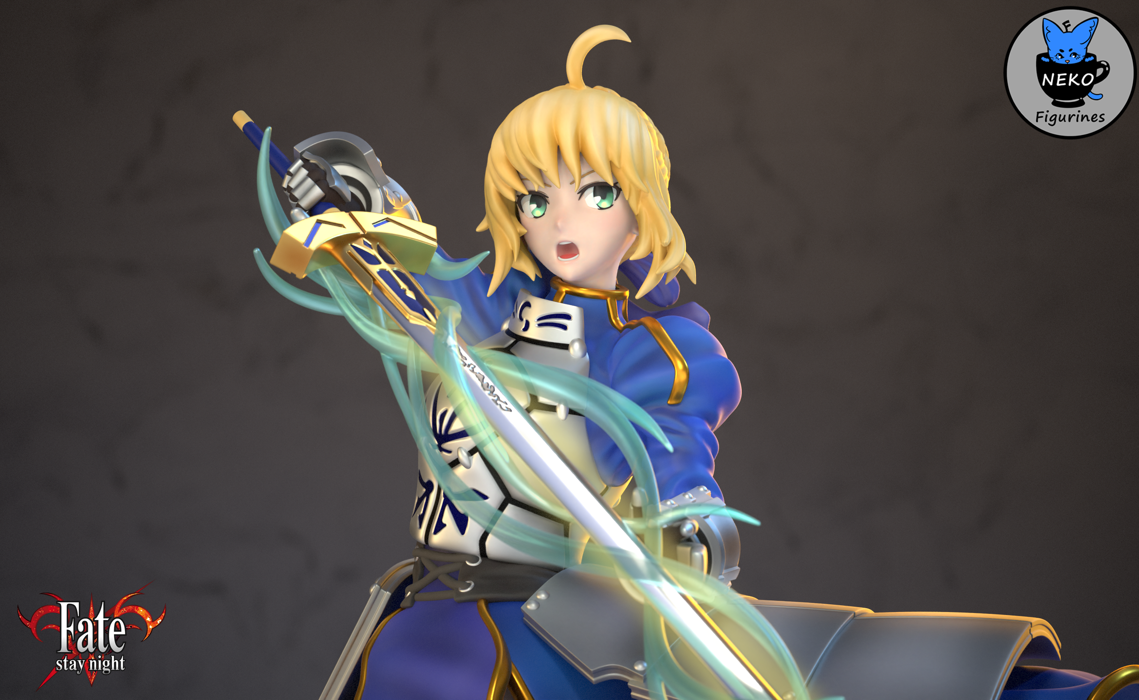 sable Artoria pendragon destino anime figurilla 3d impresión stl figura niña fatezero noche estancia hembra espada Caballero coleccionables miniaturas resina fategrandorder 1 10 3D print model - Mito3D