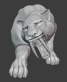 sabertooth tiger animal saber tooth wild dnd fantasy tale monster wilderness statue sculpture 3d print model - Mito3D