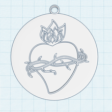 sacred heart holy spirit divine love crown thorns crucifixion blood spiritual symbol keychain charm pendant talisman 3d print model - Mito3D