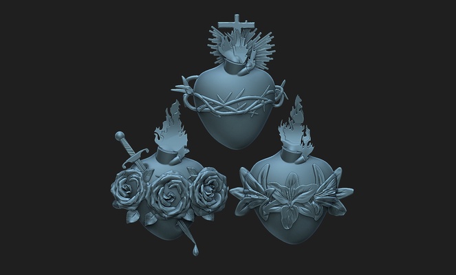sacred hearts jewelry 3d print model - Mito3D