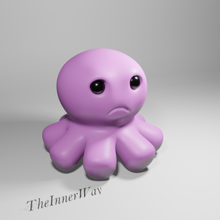 sad baby octopus cute art toy deco decorative decoration 3d print model - Mito3D