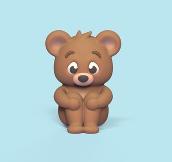 traurig Bär niedlich Skulptur Tier Kunst Spielzeug wild Miniaturen dekorativ abspielen Teddy 3d print model - Mito3D