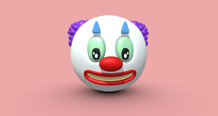 triste pitre émoticône emoji art clown emoticon drôle cirque humour visage symbole mignonne amusement tête masque idiot sourire faciale carnaval sad 3d print model - Mito3D
