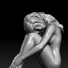 sad girl nude setting ground art model printable 3d statue figure anguished 3d print model - Mito3D