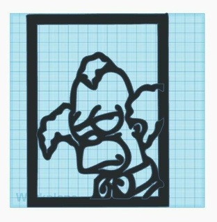 üzgün krusty çerçeveli duvar Sanat 2d palyaço Simpsons 3d print model - Mito3D