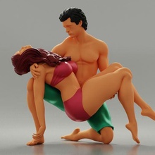 sad man pulls drowning girl ocean 3d print model 3d print model - Mito3D