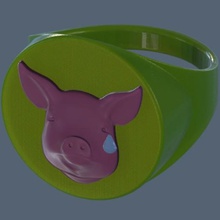 üzgün domuz kafası yüzük takı hayvan firma efsane folklor üzücü gözyaşı 3d print model - Mito3D