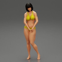 traurig Frau Strand Bikini 3d drucken Modell 3d print model - Mito3D