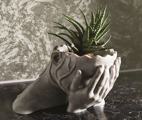 triste femme vase accueil maison planteur fleur pot corps classique anatomie fleurs art 3d print model - Mito3D