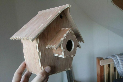 safe bird house 3d birdhouse cnc laser lasercut plywood wood outdoor garden activities 3d print model - Mito3D