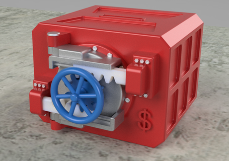 seguro caixa porquinho banco moeda cofre dinheiro mecanismo Bolsa brinquedo fechamento depósito arte recipiente armazenamento moedas 3d print model - Mito3D