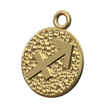 Sagittario cartello moneta pendente fascino 3d Stampa modello gioielleria zodiaco oroscopo martellato stampabile oro argento collana astrologico braccialetto 3d print model - Mito3D