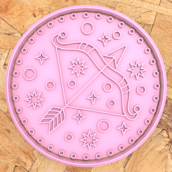 Sagittario zodiaco cartello biscotto taglierina casa taglio frese foca francobollo fondente biscotti costellazione segni oroscopo 3D print model - Mito3D