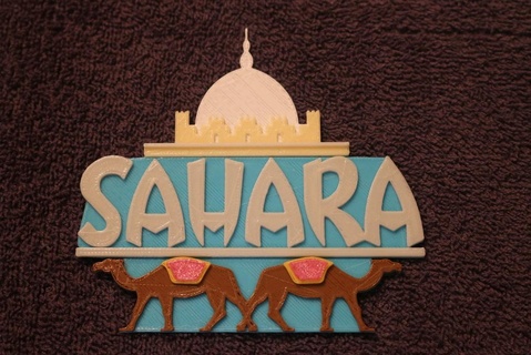 Sahara casino signe Vegas néon panneaux logos 3d print model - Mito3D