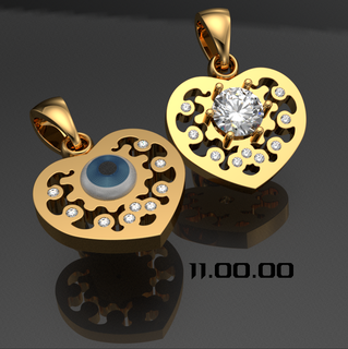dedim kalp takı altın gümüş elmaslar taşlar göz 3d print model - Mito3D
