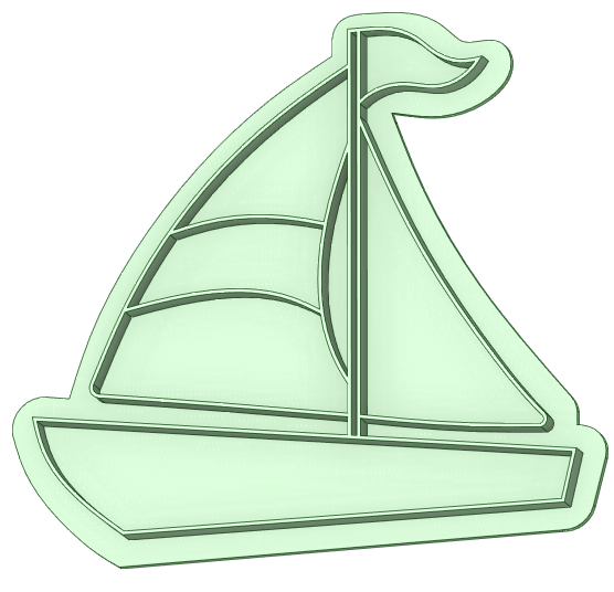 sailboat 120mm cookie cutter 3D print model - Mito3D