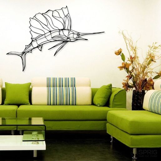 sailfish wall decor tree home art decoration life house room hope ender fish swordfish 3D print model - Mito3D