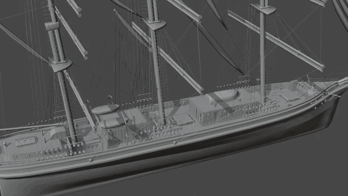 sailing boat galleon ship high poly asset 3D print model - Mito3D