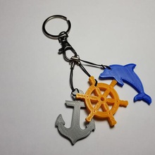 sailing key chain gadget idea new exiting gadgets key-chain keychain sea life marine boat rudder dolphin anchor 3d print model - Mito3D