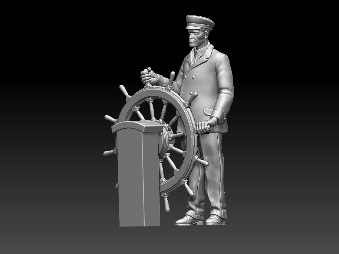 sailor navigator captain fisherman miniature print fishing boat steering wheel male man cabin boatswain diorama officer sextant sailing ship 3D print model - Mito3D