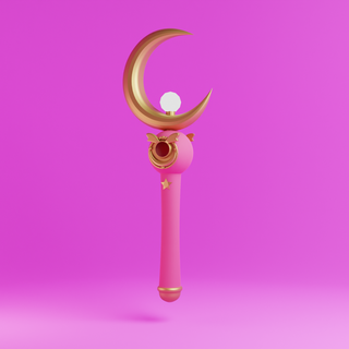 sailor moon crescent wand 3d printing sailormoon girl magic cosplay tools heart gold pink anime prop 3d print model - Mito3D