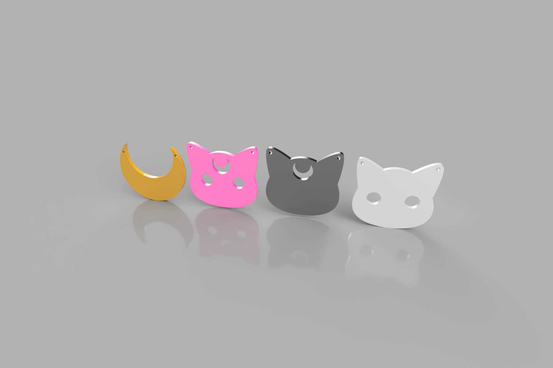 voilier kawaii chatons pendentif pendentifs minou 3D print model - Mito3D