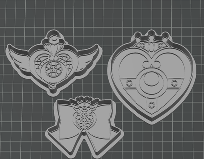 sailormoon pack 3 cookie cutter cutters sailor moon 3d print model - Mito3D