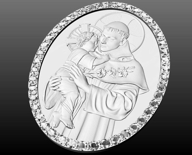 aziz Anthony madalyon Katolik din altın takı tasarım Tanrı isa dini Katoliklik Hıristiyan heykel Sanat kolye 3d print model - Mito3D