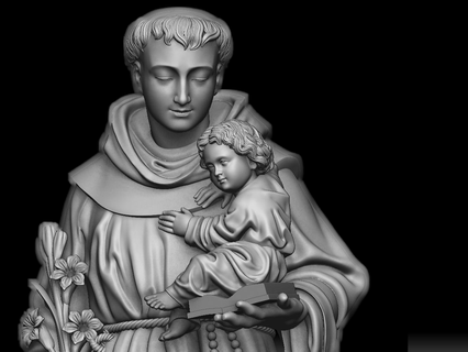 saint anthony 3d cnc stl in3d statue sculpture jesus buddha catholic 3d print model - Mito3D