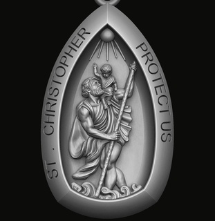 aziz Christopher madalyon 3d Yazdır model Sanat bakire isa İsa bebek Tanrı Hıristiyan takı cnc kolye kutsal Katolik din Maria heykeller 3d print model - Mito3D