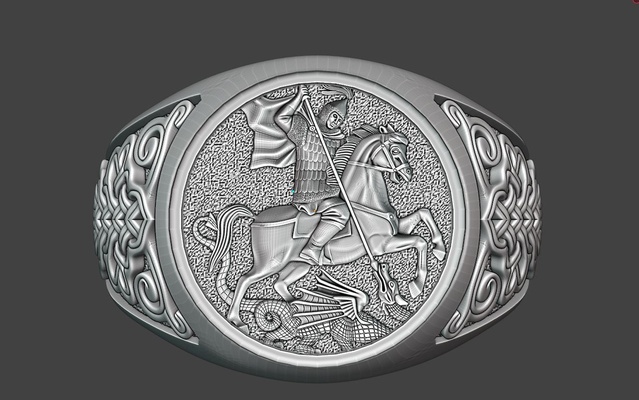 saint george bague bijoux symbolisme foi artisanat légende dragon slaying chevalier chevalerie courage déclaration 3d print model - Mito3D