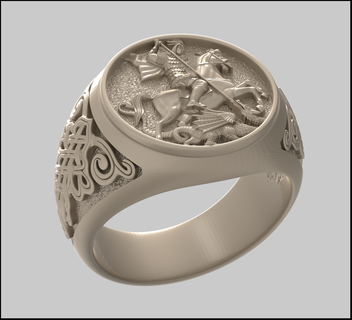 Santo Jorge anillo 3d print expediente anillo gents ring saint george ring art rings jewelry rings character ring human head ring saint face ring gents gold ring ring cad file ring 3dprinting file saint george Santo 3d print model - Mito3D