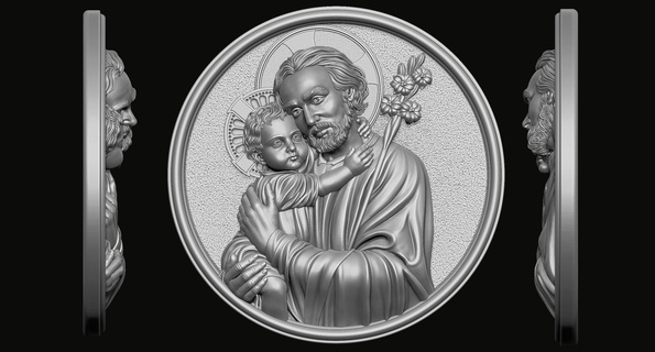 aziz Joseph kolye 3d Yazdır model Sanat bakire isa İsa bebek Tanrı Hıristiyan takı cnc madalyon anne kutsal Katolik din Maria heykeller 3d print model - Mito3D