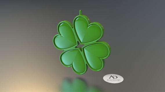 Santo Patricio suerte encanto colgante pendiente hoja trébol four leaf oportunidad st patrick's día llave anillo Irlanda 3d print model - Mito3D