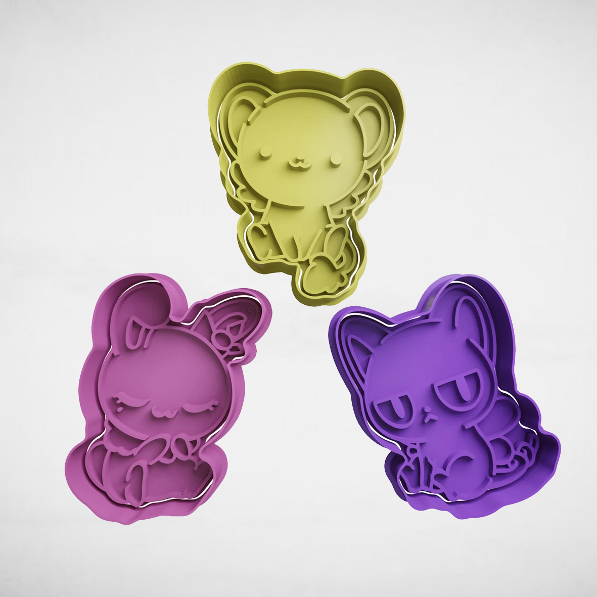 sakura x3 set cookie cutter cutters stl molds momo suppi kero 3D print model - Mito3D