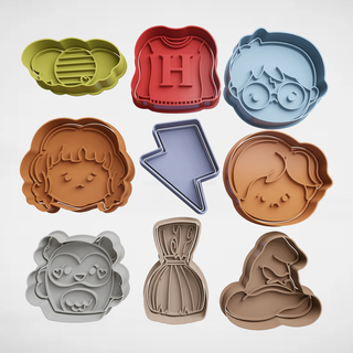 sale harry potter set Home cookie cutter cutters stl molds golden snitch sorting hat ron weasley hermione granger owl 3d print model - Mito3D